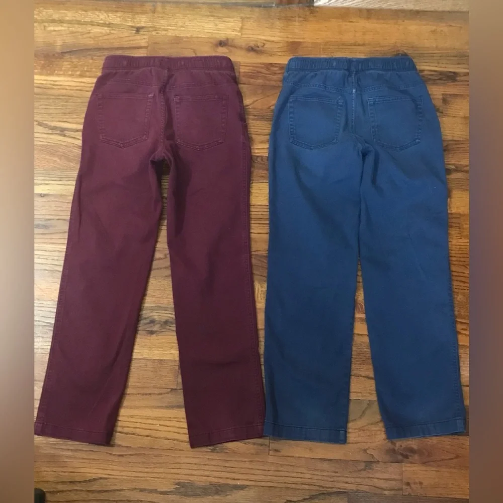 Wonder Nation Burgundy / Navy Blue School Uniform Pants  Large  Elastic Waist